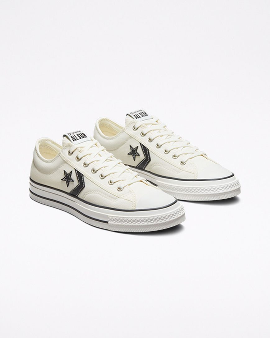 Tenis Converse Star Player 76 Cano Baixo Feminino Branco Pretas | PT W0T0173